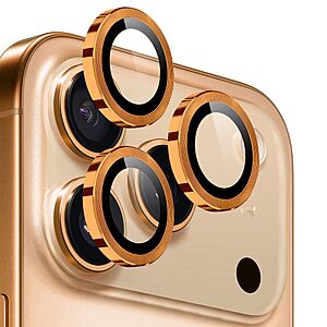 Tempered Glass Camera για iPhone 17 Pro Max / Pro (NORTHJO) σε Πορτοκαλί — σκληρότητα 9H & μεταλλικό δαχτυλίδι για προστασία φακών από γρατζουνιές.