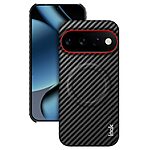 Πλάτη από Συνθετικό Δέρμα (PU) με PC για Google Pixel 11 / 11 Pro (IMAK) σε Μαύρο — υφή carbon, μαγνητικός δακτύλιος & προστασία από γρατζουνιές.