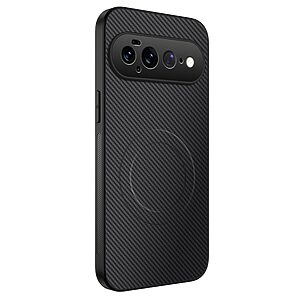 Σκληρή Πλάτη PC+TPU για Google Pixel 11 Pro XL 5G (WANLONFENG) σε Μαύρο — υφή carbon fiber, μαγνητικός δακτύλιος & αντιολισθητικό κράτημα.