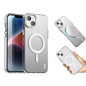 Σκληρή Πλάτη PC+TPU για iPhone 14 / 13 (IMAK) σε Λευκό με MagSafe — micro airbag γωνίες & ανασηκωμένα χείλη για προστασία από πτώσεις.