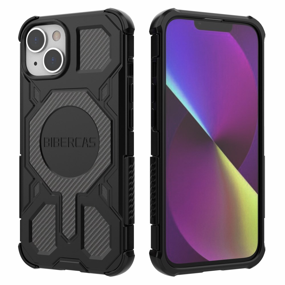 Θήκη iPhone 14 / 13 - BIBERCAS J-16 Series - Σκληρή Πλάτη PC+TPU - Μαύρο - MagSafe Σκληρή Πλάτη PC+TPU για iPhone 14 / 13 (BIBERCAS) σε Μαύρο με MagSafe — ενισχυμένες γωνίες & αντιολισθητική λαβή για προστασία από πτώσεις.