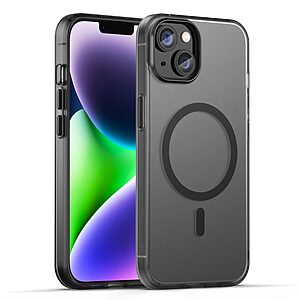 Σκληρή Πλάτη PC+TPU για iPhone 14 (OEM) σε Μαύρο με MagSafe — ημιδιάφανο ματ φινίρισμα που αντιστέκεται στα δαχτυλικά αποτυπώματα.