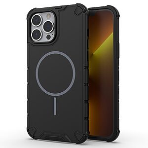 Σκληρή Πλάτη PC+TPU για iPhone 14 Pro Max (OEM) σε Μαύρο — διπλή προστασία, αερόσακοι στις γωνίες & μαγνητικός δακτύλιος για αξεσουάρ.