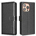 Flip Πορτοφόλι από Συνθετικό Δέρμα (PU) με TPU για iPhone 14 Pro Max (BINFEN COLOR) σε Μαύρο — με RFID, 3 θήκες καρτών & βάση στήριξης.
