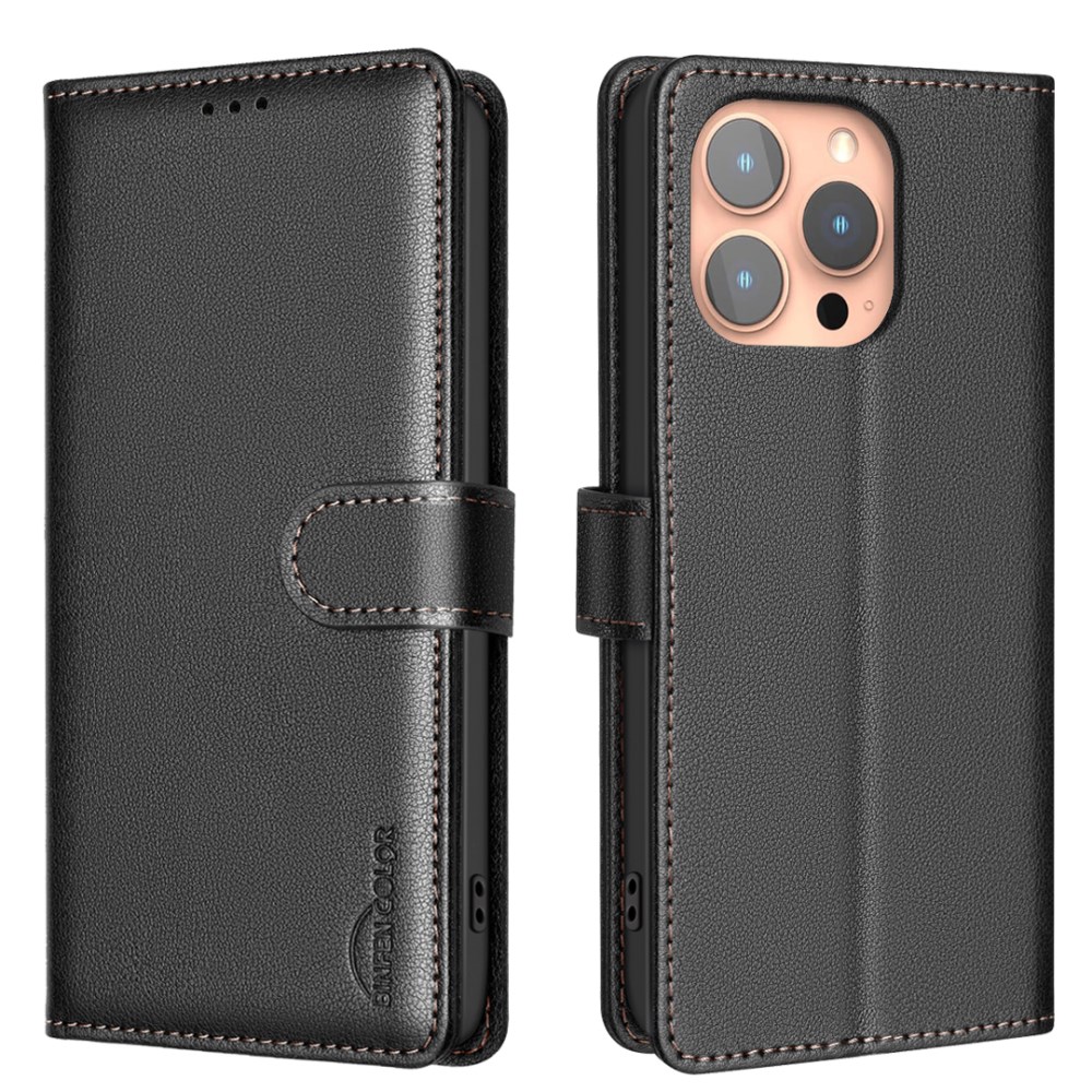 Θήκη iPhone 14 Pro Max - BINFEN COLOR BF32 - Flip Πορτοφόλι από Συνθετικό Δέρμα (PU) με TPU - Μαύρο - RFID/Stand Flip Πορτοφόλι από Συνθετικό Δέρμα (PU) με TPU για iPhone 14 Pro Max (BINFEN COLOR) σε Μαύρο — με RFID, 3 θήκες καρτών & βάση στήριξης.