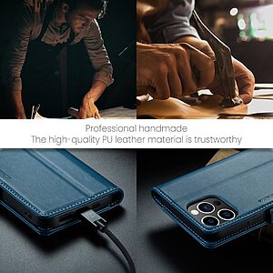 Θήκη iPhone 14 Pro Max - CASEME 023 - Flip Πορτοφόλι από Συνθετικό Δέρμα (PU) με TPU - Μπλε - RFID/Stand — εικόνα 2