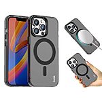 Σκληρή Πλάτη PC+TPU για iPhone 14 Pro (IMAK) σε Μαύρο με MagSafe — micro airbag απορρόφηση κραδασμών & ανασηκωμένα χείλη για οθόνη και κάμερα.