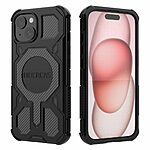 Σκληρή Πλάτη PC+TPU για iPhone 15 (BIBERCAS) σε Μαύρο με MagSafe — ενισχυμένες γωνίες & αντιολισθητική υφή για προστασία από πτώσεις.