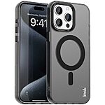 Σκληρή Πλάτη PC+TPU για iPhone 15 Pro Max (IMAK) σε Μαύρο με MagSafe — micro airbag γωνίες για προστασία από πτώσεις & γρατζουνιές.