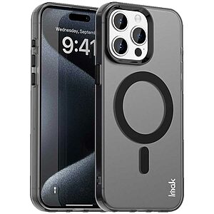 Σκληρή Πλάτη PC+TPU για iPhone 15 Pro Max (IMAK) σε Μαύρο με MagSafe — micro airbag γωνίες για προστασία από πτώσεις & γρατζουνιές.