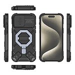 Θήκη iPhone 15 Pro Max - OEM - Σκληρή Πλάτη PC+TPU - Μαύρο - MagSafe/Stand/Λουράκι — εικόνα 2