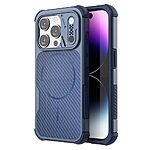 Σκληρή Πλάτη PC+TPU για iPhone 15 Pro Max (OEM) σε Μπλε — ενισχυμένες γωνίες, μαγνητικός δακτύλιος & υφή carbon fiber για σίγουρο κράτημα.