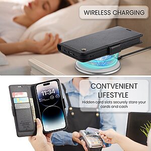 Θήκη iPhone 15 Pro Max - CASEME 023 - Flip Πορτοφόλι από Συνθετικό Δέρμα (PU) με TPU - Μαύρο - RFID/Stand — εικόνα 2