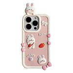 Πλάτη Σιλικόνης για iPhone 15 Pro Max (OEM) σε Ροζ με 3D κουνελάκι — αντιολισθητικό κράτημα & προστασία από πτώσεις και γρατζουνιές.