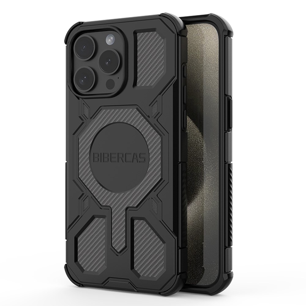 Θήκη iPhone 15 Pro - BIBERCAS J-16 Series - Σκληρή Πλάτη PC+TPU - Μαύρο - MagSafe Σκληρή Πλάτη PC+TPU για iPhone 15 Pro (BIBERCAS) σε Μαύρο με MagSafe — ενισχυμένες γωνίες & αντιολισθητική υφή για προστασία από πτώσεις.