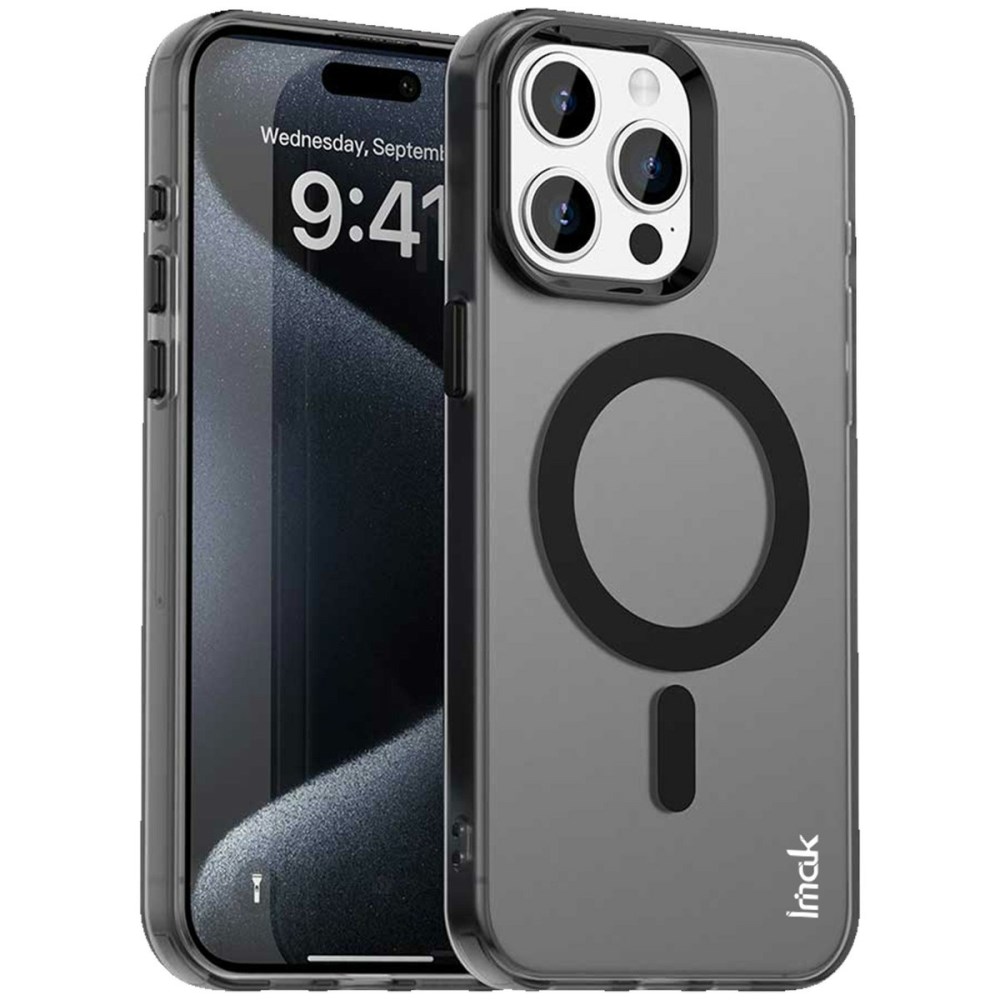 Θήκη iPhone 15 Pro - IMAK - Σκληρή Πλάτη PC+TPU - Μαύρο - MagSafe Σκληρή Πλάτη PC+TPU για iPhone 15 Pro (IMAK) σε Μαύρο με MagSafe — γωνίες micro airbag & ανασηκωμένα χείλη για προστασία από πτώσεις.