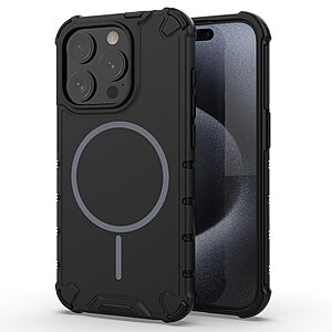 Σκληρή Πλάτη PC+TPU για iPhone 15 Pro (OEM) σε Μαύρο — διπλή προστασία, αερόσακοι στις γωνίες & μαγνητικός δακτύλιος για αξεσουάρ.