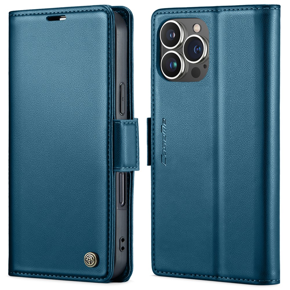 Θήκη iPhone 15 Pro - CASEME 023 - Flip Πορτοφόλι από Συνθετικό Δέρμα (PU) με TPU - Μπλε - RFID/Stand Flip Πορτοφόλι από Συνθετικό Δέρμα (PU) με TPU για iPhone 15 Pro (CASEME 023) σε Μπλε — 3 θήκες καρτών, προστασία RFID & stand για hands-free προβολή.