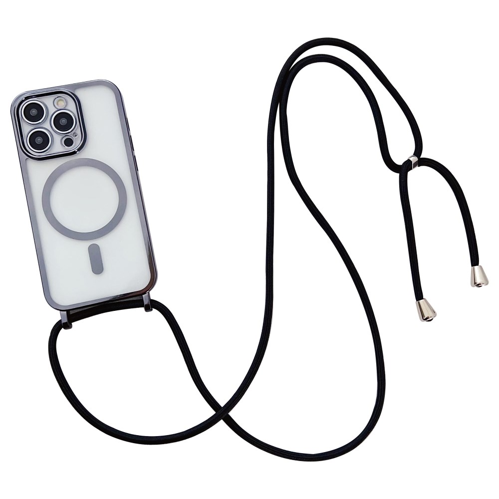 Θήκη iPhone 15 Pro - OEM - Πλάτη TPU - Μαύρο - MagSafe/Λουράκι Πλάτη TPU για iPhone 15 Pro (OEM) σε Μαύρο με MagSafe — διάφανη πλάτη, επιχρωμιωμένο πλαίσιο & μακρύ λουράκι για άνετη μεταφορά.