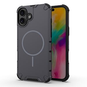 Σκληρή Πλάτη PC+TPU για iPhone 16 (OEM) σε Γκρι — διπλή προστασία, αερόσακοι στις γωνίες & μαγνητικός δακτύλιος για αξεσουάρ.