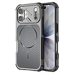 Σκληρή Πλάτη PC+TPU για iPhone 16 (OEM) σε Γκρι — ενισχυμένες γωνίες, ενσωματωμένος μαγνήτης & υφή carbon fiber για καθημερινή προστασία.