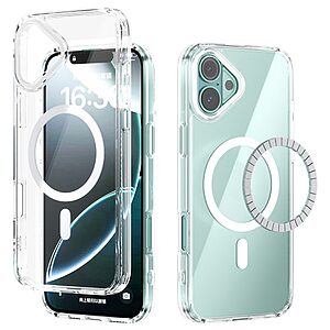 Σκληρή Πλάτη PC+TPU για iPhone 16 (ABEEL) σε Λευκό με MagSafe — ενισχυμένη προστασία από πτώσεις & γρατζουνιές με ανασηκωμένα χείλη.