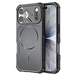Σκληρή Πλάτη PC+TPU για iPhone 16 (OEM) σε Μαύρο — ενισχυμένες γωνίες, μαγνήτης & υφή carbon fiber για καθημερινή προστασία.
