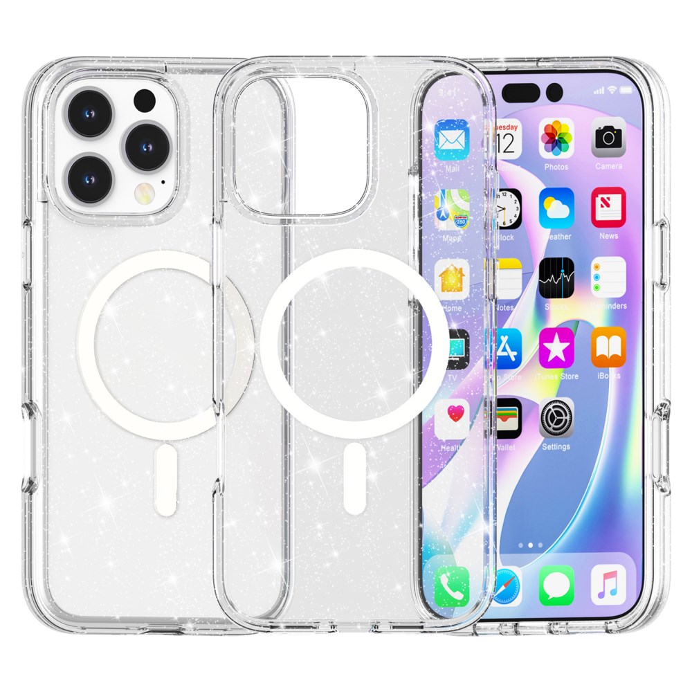 Θήκη iPhone 16 Pro Max - OEM - Σκληρή Πλάτη PC+TPU - Λευκό - MagSafe/Stand Σκληρή Πλάτη PC+TPU για iPhone 16 Pro Max (OEM) σε Λευκό glitter με MagSafe — περιστρεφόμενο stand & προστασία από πτώσεις.