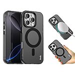 Σκληρή Πλάτη PC+TPU για iPhone 16 Pro Max (IMAK) σε Μαύρο με MagSafe — micro airbag γωνίες για προστασία από πτώσεις & άνετο κράτημα.