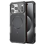 Σκληρή Πλάτη PC+TPU για iPhone 16 Pro (OEM) σε Μαύρο — μαγνητικός δακτύλιος & ενισχυμένες γωνίες για προστασία από πτώσεις.