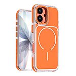Σκληρή Πλάτη PC+TPU για iPhone 17 (OEM) σε Πορτοκαλί με MagSafe — ενισχυμένες γωνίες & μεταλλικά πλήκτρα για προστασία από πτώσεις.