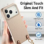 Θήκη iPhone 18 Pro / 17 Pro - OEM - Πλάτη από Συνθετικό Δέρμα (PU) με PC - Χακί - Λουράκι — εικόνα 5