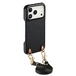 Θήκη iPhone 18 Pro / 17 Pro - OEM - Πλάτη από Συνθετικό Δέρμα (PU) με PC - Μαύρο - Λουράκι — εικόνα 2