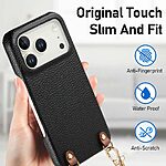 Θήκη iPhone 18 Pro / 17 Pro - OEM - Πλάτη από Συνθετικό Δέρμα (PU) με PC - Μαύρο - Λουράκι — εικόνα 5