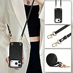Θήκη iPhone 18 Pro / 17 Pro - OEM - Πλάτη από Συνθετικό Δέρμα (PU) με PC - Μαύρο - Λουράκι — εικόνα 6