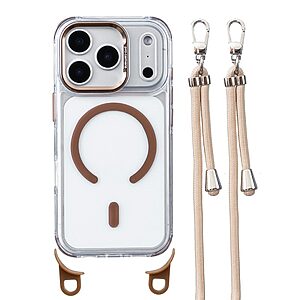Σκληρή Πλάτη PC+TPU για iPhone 18 Pro Max / 17 Pro Max (OEM) σε Χρυσό με MagSafe — αντικραδασμική προστασία & λουράκι 150cm για ασφαλή μεταφορά.