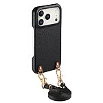 Θήκη iPhone 18 Pro Max / 17 Pro Max - OEM - Πλάτη από Συνθετικό Δέρμα (PU) με PC - Μαύρο - Λουράκι — εικόνα 2