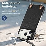Θήκη iPhone 18 Pro Max / 17 Pro Max - OEM - Πλάτη από Συνθετικό Δέρμα (PU) με PC - Μαύρο - Λουράκι — εικόνα 4