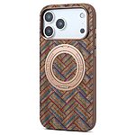 Πλάτη από Συνθετικό Δέρμα (PU) με TPU για iPhone 18 Pro Max / 17 Pro Max (DENIOR) σε Χακί — κέντημα με λουλούδια & περιστρεφόμενο δαχτυλίδι-stand.