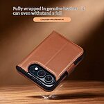 Θήκη iPhone Duo - QIALINO - Flip Πορτοφόλι από Αυθεντικό Δέρμα - Καφέ Σκούρο - Stand — εικόνα 10