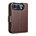 Θήκη iPhone Duo - QIALINO - Flip Πορτοφόλι από Αυθεντικό Δέρμα - Καφέ Σκούρο - Stand — εικόνα 2