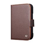 Θήκη iPhone Duo - QIALINO - Flip Πορτοφόλι από Αυθεντικό Δέρμα - Καφέ Σκούρο - Stand — εικόνα 3