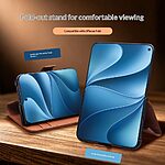 Θήκη iPhone Duo - QIALINO - Flip Πορτοφόλι από Αυθεντικό Δέρμα - Καφέ Σκούρο - Stand — εικόνα 9