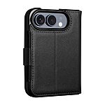 Θήκη iPhone Duo - QIALINO - Flip Πορτοφόλι από Αυθεντικό Δέρμα - Μαύρο - Stand — εικόνα 2