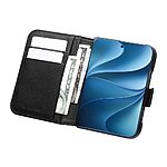 Θήκη iPhone Duo - QIALINO - Flip Πορτοφόλι από Αυθεντικό Δέρμα - Μαύρο - Stand — εικόνα 4