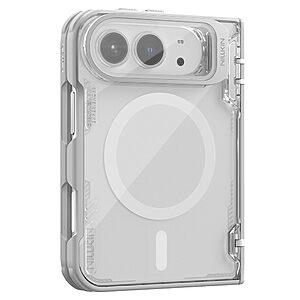 Σκληρή Πλάτη PC+TPU για iPhone Duo (NILLKIN) σε Γκρι — διάφανο κάλυμμα κάμερας που γίνεται stand, με μαγνητική συμβατότητα.