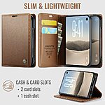 Θήκη iPhone Duo - CASEME 023 Series - Flip Πορτοφόλι από Συνθετικό Δέρμα (PU) με TPU - Καφέ - RFID/Stand — εικόνα 4