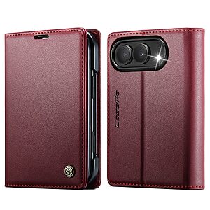 Flip Πορτοφόλι από Συνθετικό Δέρμα (PU) με TPU για iPhone Duo (CASEME) σε Κόκκινο — 3 θήκες καρτών, προστασία RFID & βάση stand.