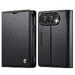 Flip Πορτοφόλι από Συνθετικό Δέρμα (PU) με TPU για iPhone Duo (CASEME) σε Μαύρο — 3 θήκες καρτών, RFID και stand για hands-free προβολή.