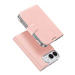 Flip Πορτοφόλι για iPhone Duo (DUX DUCIS) σε Ροζ — κρυφό μαγνητικό κούμπωμα, θήκη κάρτας & stand για προστασία από πτώσεις.